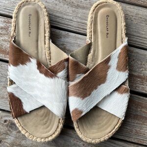 Chocolat Blu Cowhide Patterned Sandals Chocolat Blu Calf Hair slides